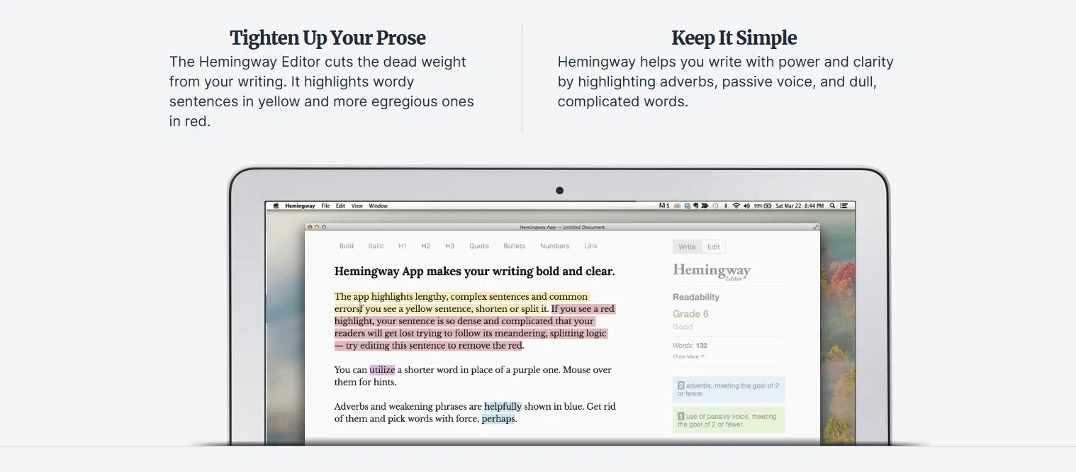 Hemmingway Editor Writing Software Home Page