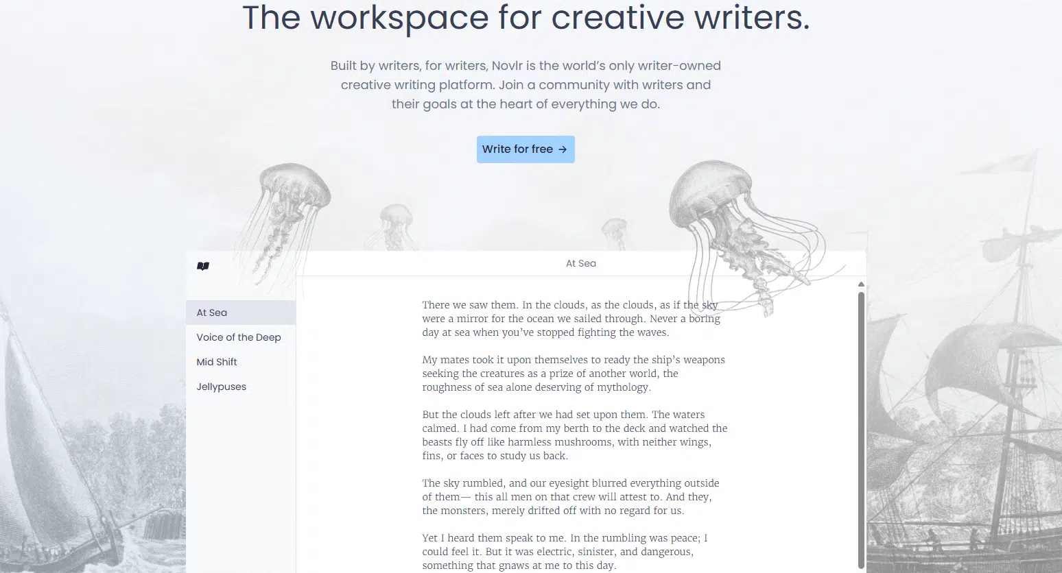 Novlr Writing Software Home Page